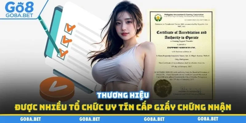 Thương hiệu được nhiều tổ chức uy tín cấp giấy chứng nhận