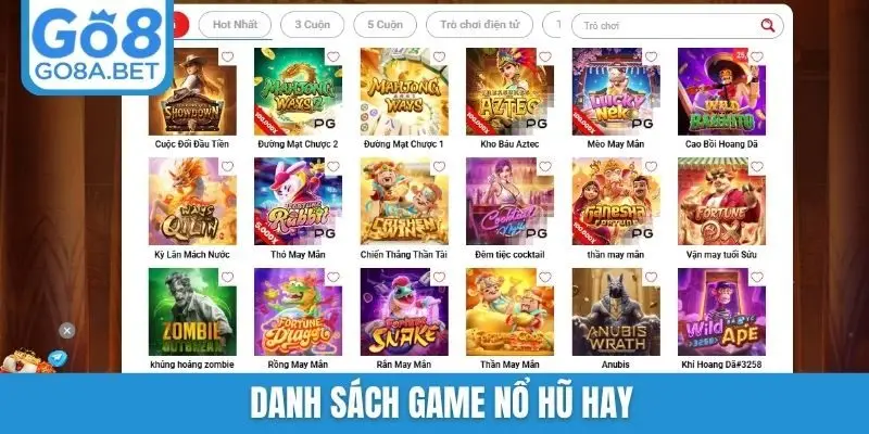 danh sách game nổ hũ hay