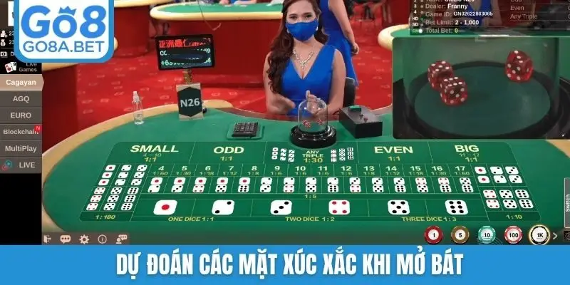 Dự đoán các mặt xúc xắc khi mở bát