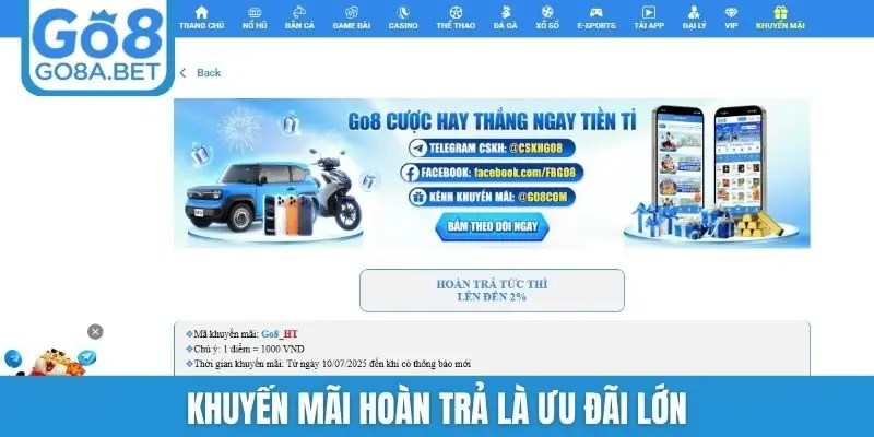 Khuyến mãi hoàn trả là ưu đãi lớn