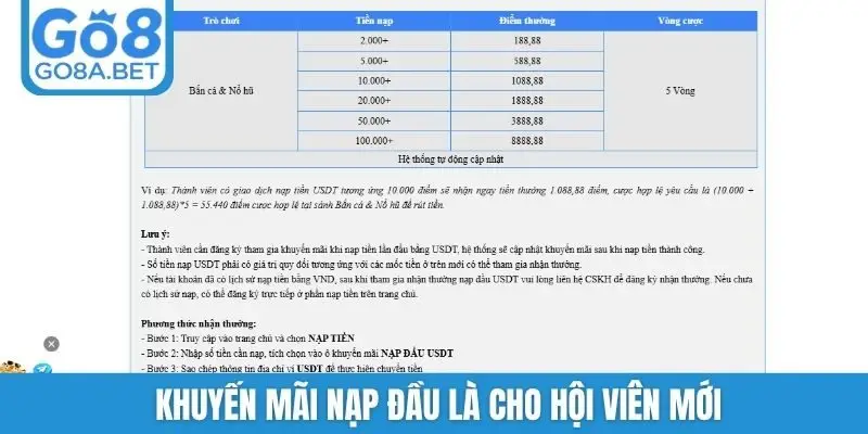 Khuyến mãi nạp đầu là cho hội viên mới