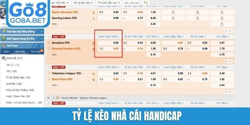 Tỷ lệ kèo nhà cái Handicap